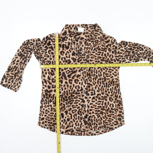 Soma Women’s Brown Leopard Print Button-Up Long Sleeve Shirt S