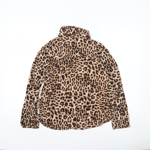 Soma Women’s Brown Leopard Print Button-Up Long Sleeve Shirt S