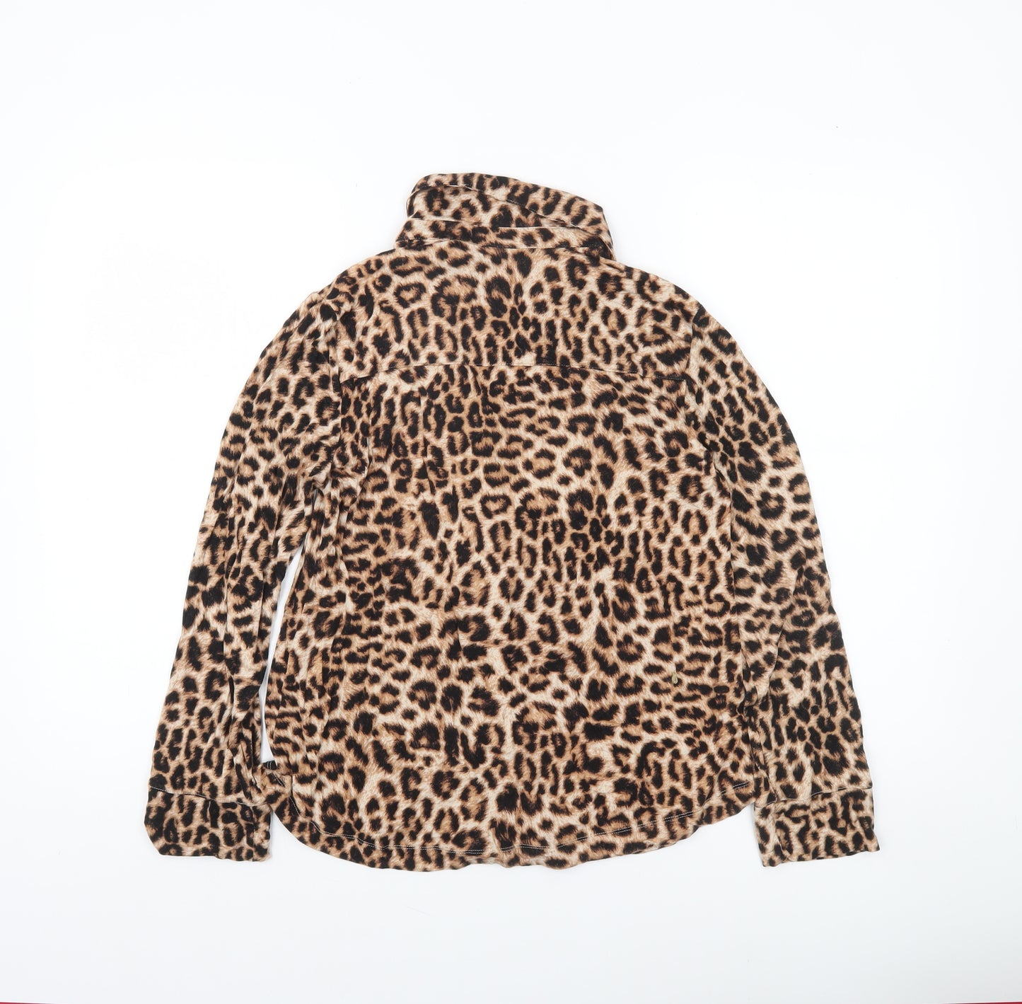 Soma Women’s Brown Leopard Print Button-Up Long Sleeve Shirt S