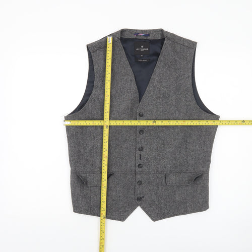 Jeff Banks Men Grey Wool Blend Tweed Waistcoat Size 42 Regular