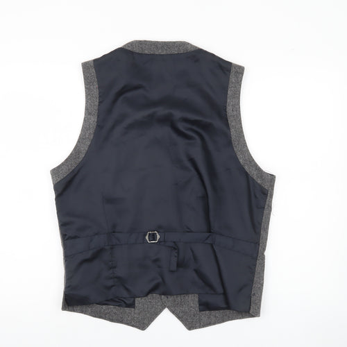 Jeff Banks Men Grey Wool Blend Tweed Waistcoat Size 42 Regular