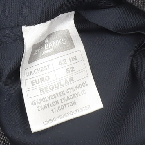 Jeff Banks Men Grey Wool Blend Tweed Waistcoat Size 42 Regular