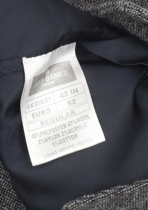 Jeff Banks Men Grey Wool Blend Tweed Waistcoat Size 42 Regular