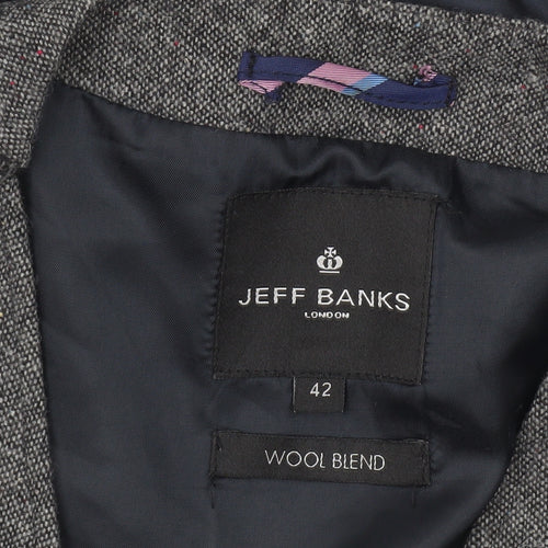 Jeff Banks Men Grey Wool Blend Tweed Waistcoat Size 42 Regular