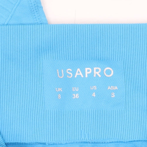 USA Pro Women's Blue Seamless Stretch Gym Leggings Size 8