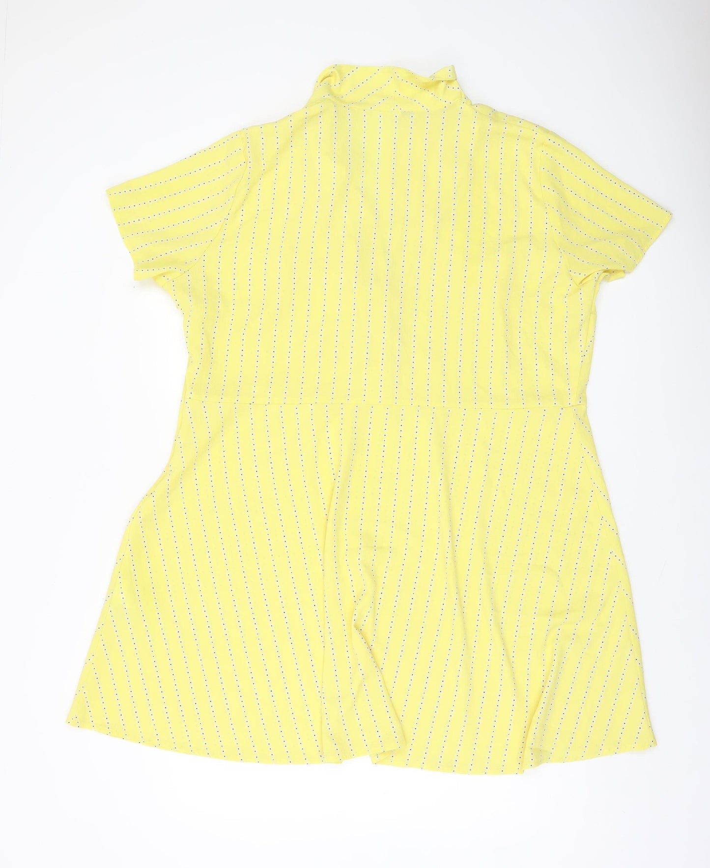 H&M Divided Yellow Floral Mini Dress Women’s Size 18 Short Sleeve Button Stretch