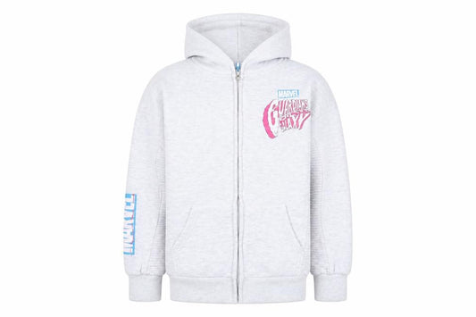 Front view of Marvel boys’ grey full zip hoodie guardians of the galaxy 11-12 years