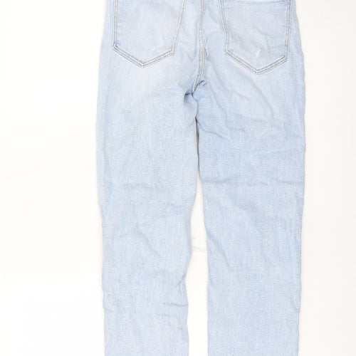 Stradivarius Women Blue Size 6 Ripped High Rise Mom Slim Jeans