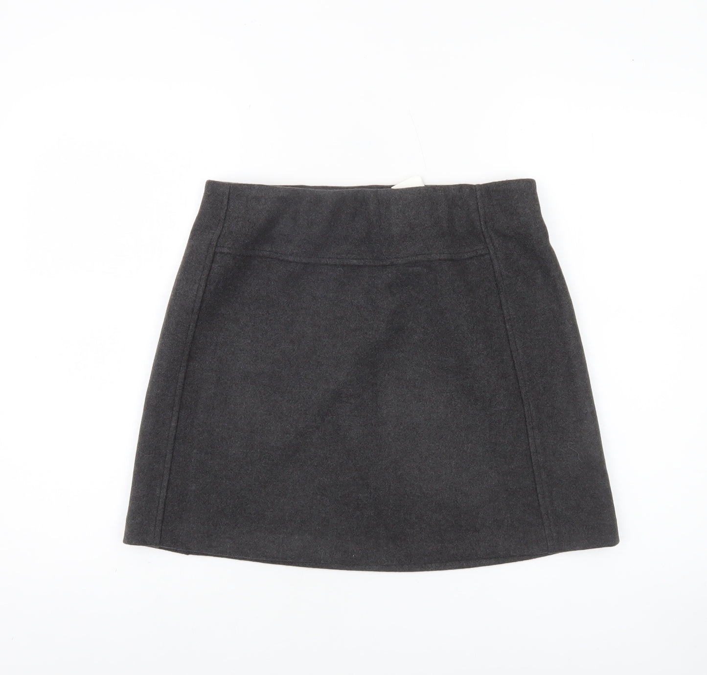 ICHI Women Grey A-Line Short Skirt Size 10 Wool Blend Workwear