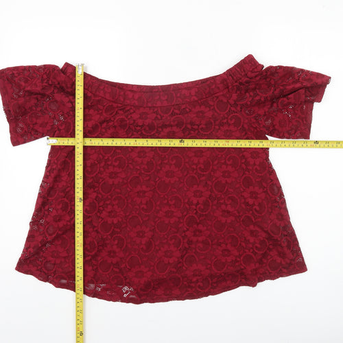 Atmosphere Women's Red Lace Off Shoulder Blouse Size 16