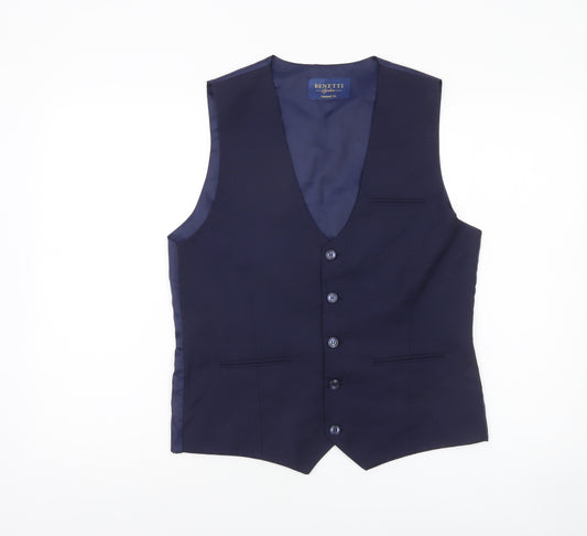 Benetti Men’s Blue 38 Tailored Fit Formal Waistcoat