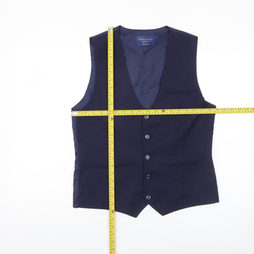 Benetti Men’s Blue 38 Tailored Fit Formal Waistcoat