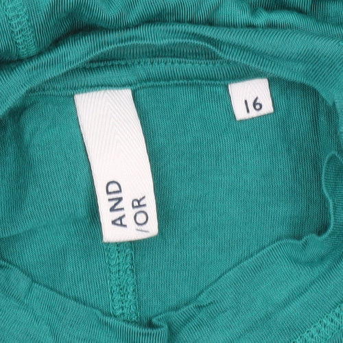 AND/OR Women’s Green Relaxed Fit Long Sleeve Viscose T-Shirt Size 16