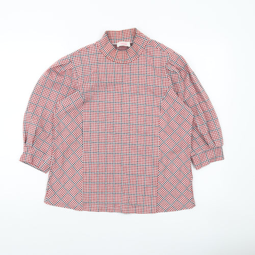 Savida Womens Red Check High Neck Tunic Blouse Size 16
