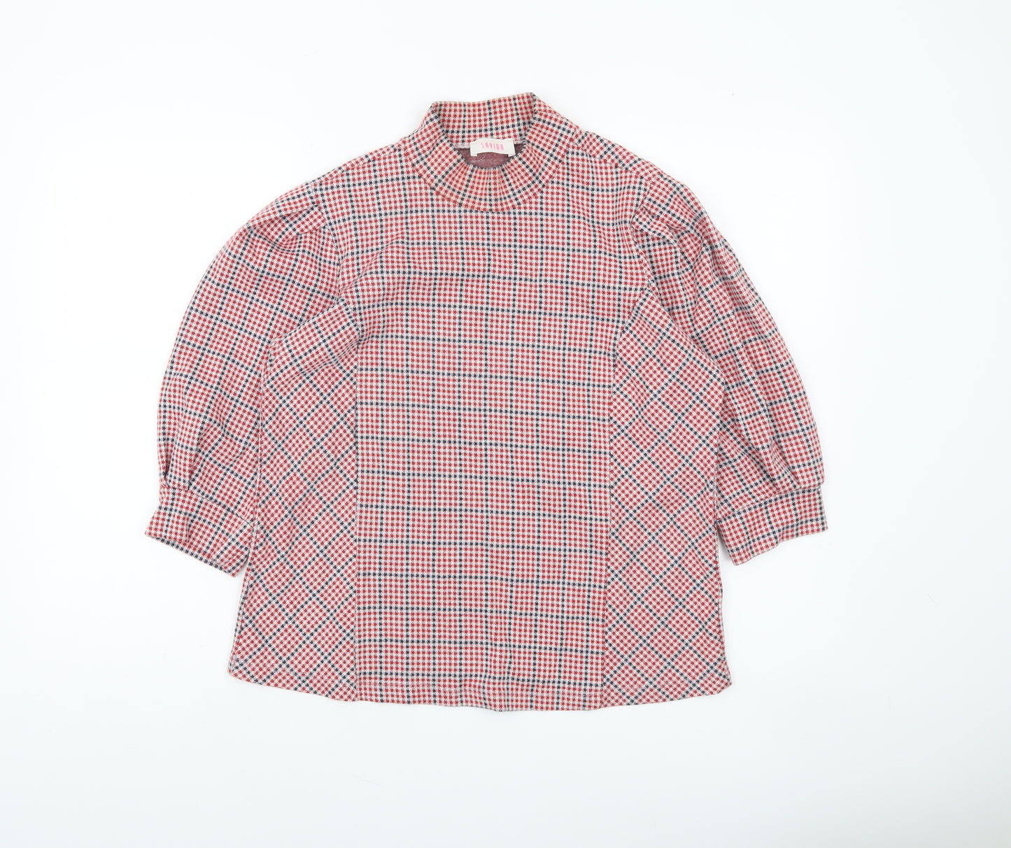 Savida Womens Red Check High Neck Tunic Blouse Size 16