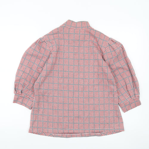 Savida Womens Red Check High Neck Tunic Blouse Size 16