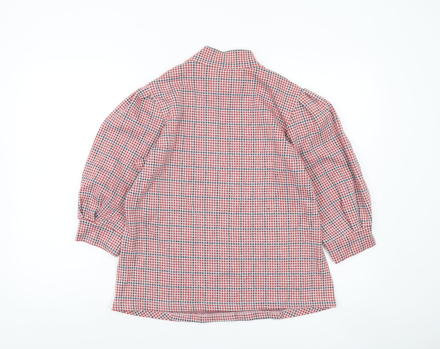 Savida Womens Red Check High Neck Tunic Blouse Size 16
