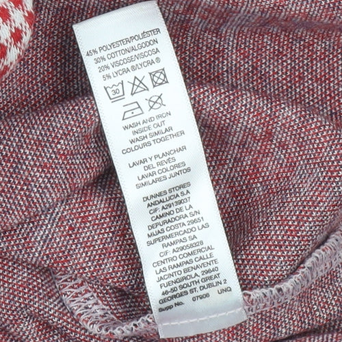 Savida Womens Red Check High Neck Tunic Blouse Size 16