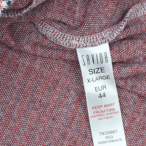 Savida Womens Red Check High Neck Tunic Blouse Size 16