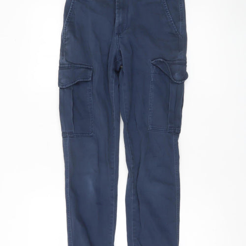 Jack & Jones Boys Blue Cargo Trousers 14 Years Cotton Blend Elastic Waist