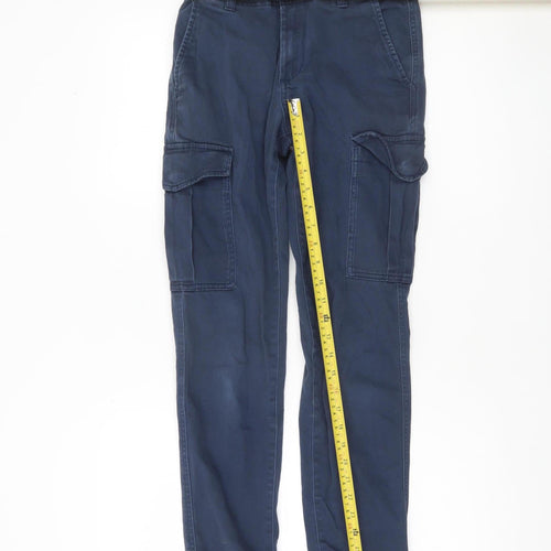 Jack & Jones Boys Blue Cargo Trousers 14 Years Cotton Blend Elastic Waist