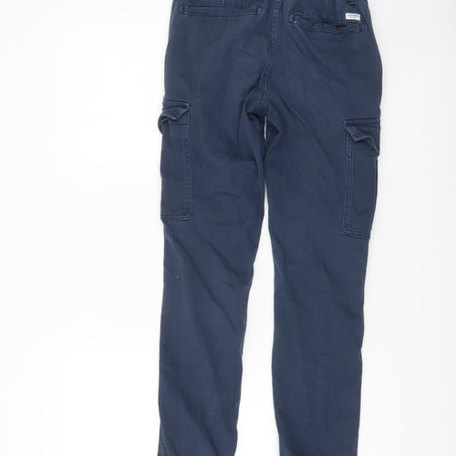 Jack & Jones Boys Blue Cargo Trousers 14 Years Cotton Blend Elastic Waist