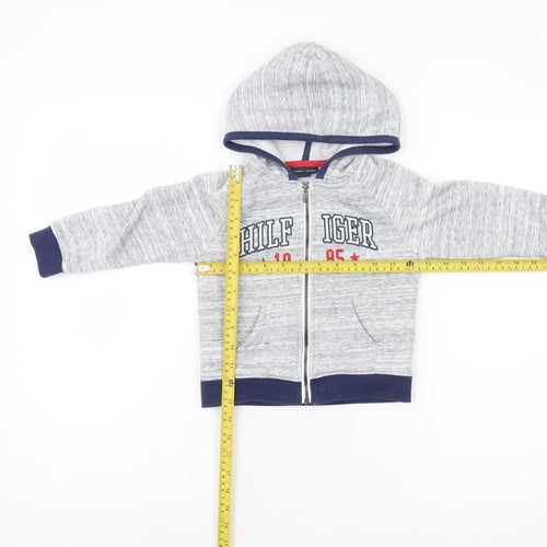 Tommy Hilfiger Unisex Baby Grey Hooded Zip Jacket Size 24M Cotton Blend