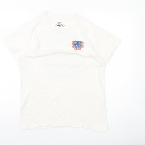 Rum Knuckles Men’s White Cotton Graphic Biker T-Shirt Size S