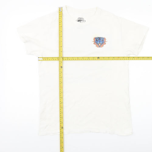 Rum Knuckles Men’s White Cotton Graphic Biker T-Shirt Size S