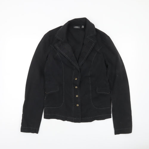 Mexx Womens Black Blazer Jacket UK 14 Classic Cotton Twill