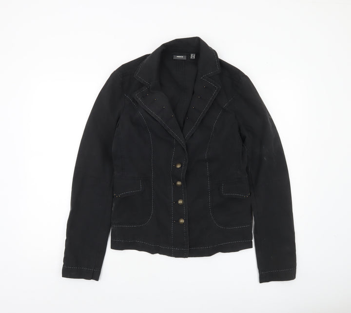 Mexx Womens Black Blazer Jacket UK 14 Classic Cotton Twill
