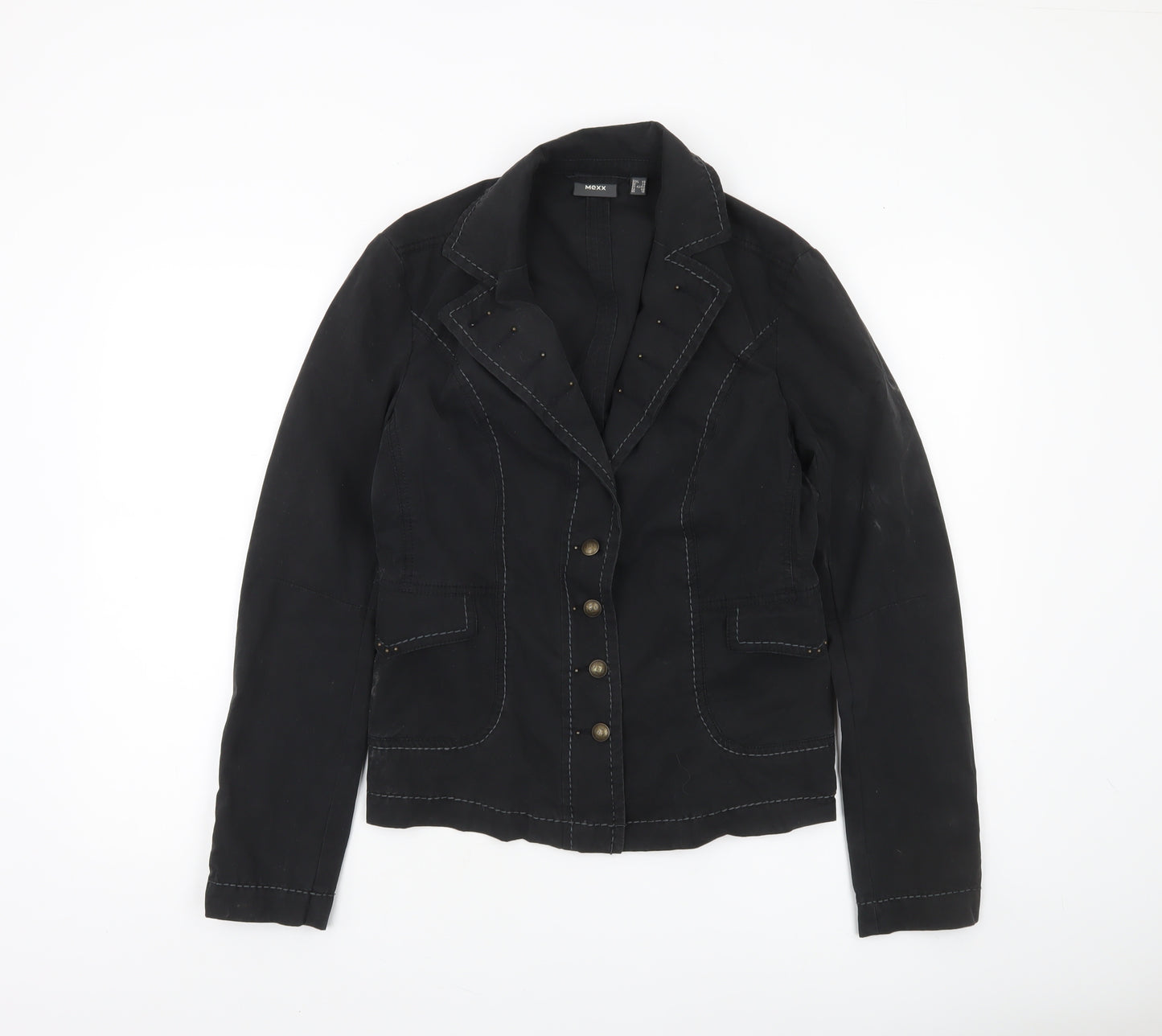 Mexx Womens Black Blazer Jacket UK 14 Classic Cotton Twill