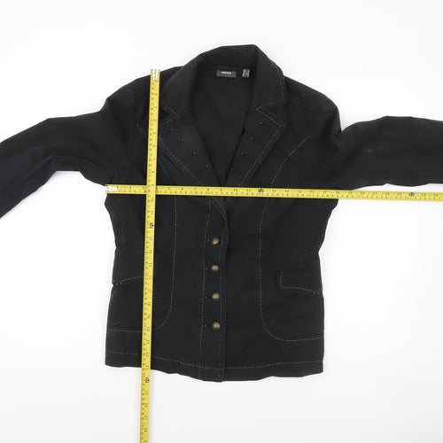 Mexx Womens Black Blazer Jacket UK 14 Classic Cotton Twill