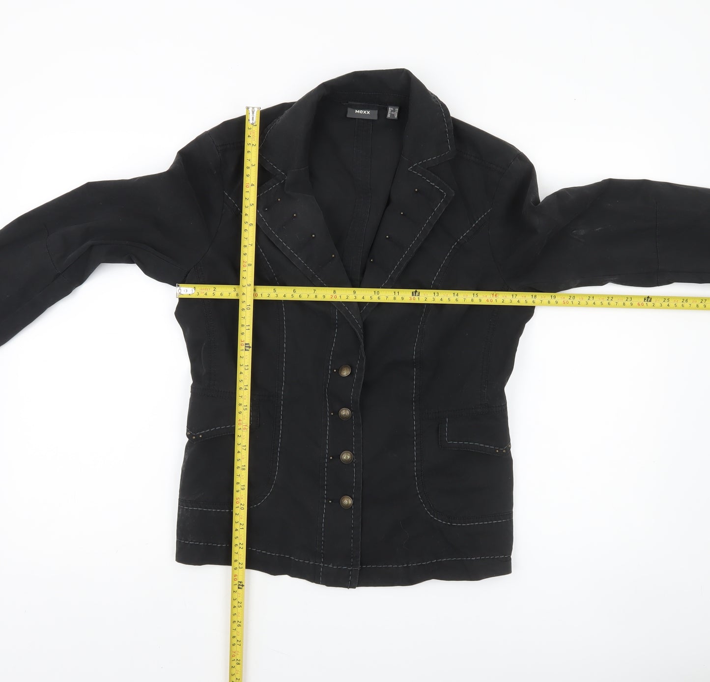 Mexx Womens Black Blazer Jacket UK 14 Classic Cotton Twill