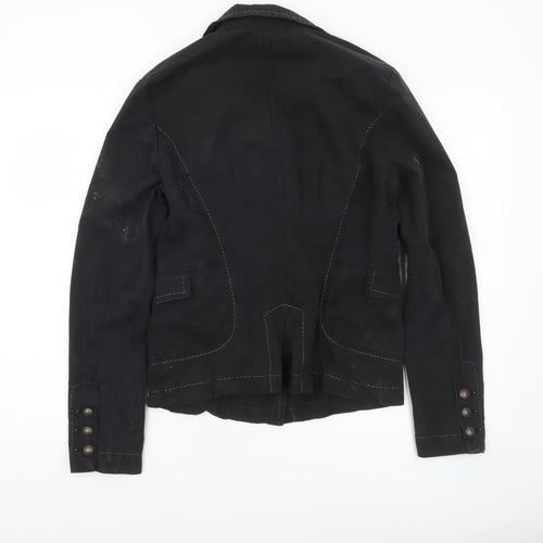 Mexx Womens Black Blazer Jacket UK 14 Classic Cotton Twill