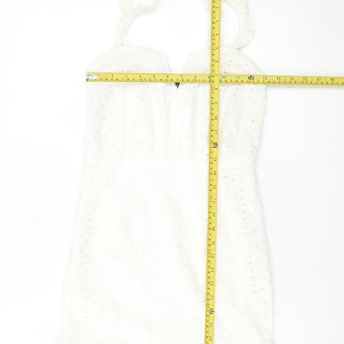 PrettyLittleThing Women’s White Cotton Lace Mini Dress UK 4