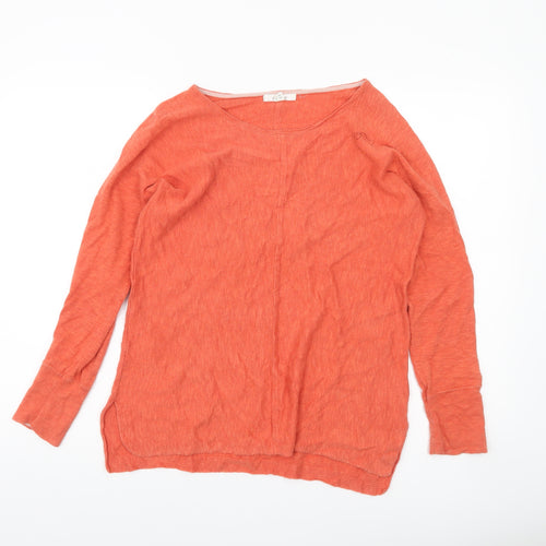 White Stuff Women’s Orange Linen Cotton Long Sleeve Pullover Jumper UK 10