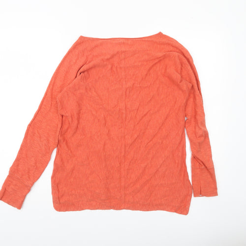 White Stuff Women’s Orange Linen Cotton Long Sleeve Pullover Jumper UK 10
