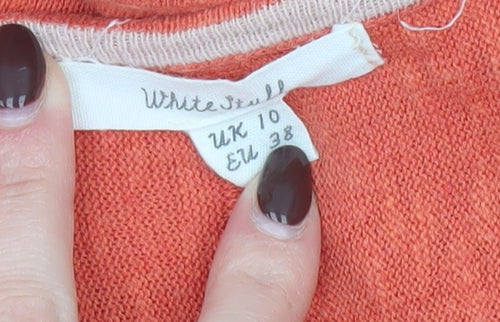 White Stuff Women’s Orange Linen Cotton Long Sleeve Pullover Jumper UK 10
