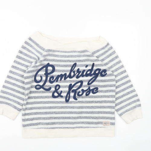 New Look Pembridge & Rose Blue White Striped Boat Neck Sweatshirt Size 10