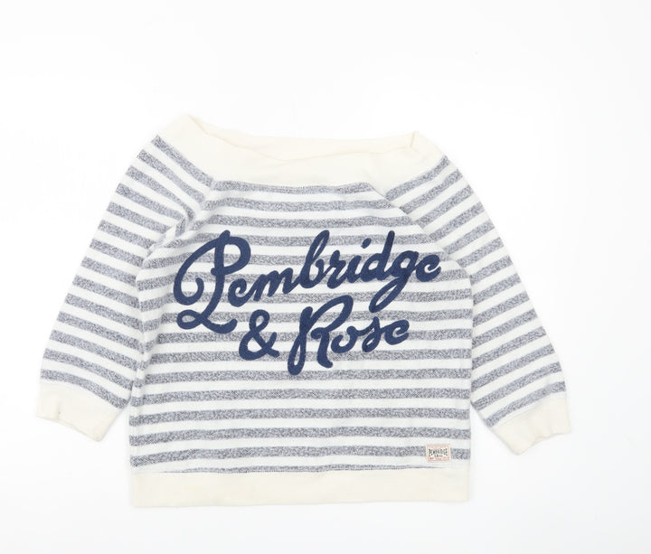 New Look Pembridge & Rose Blue White Striped Boat Neck Sweatshirt Size 10