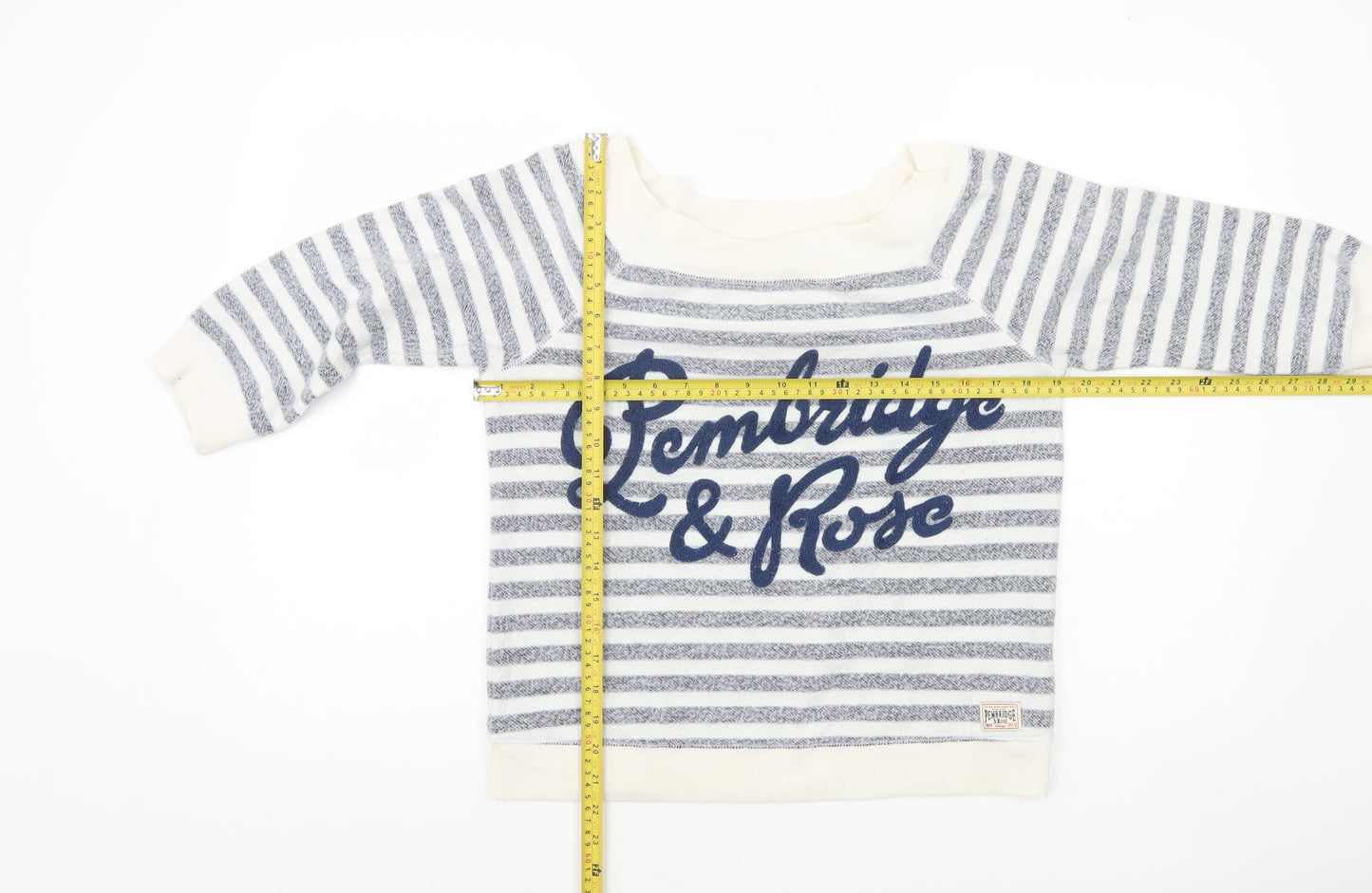New Look Pembridge & Rose Blue White Striped Boat Neck Sweatshirt Size 10