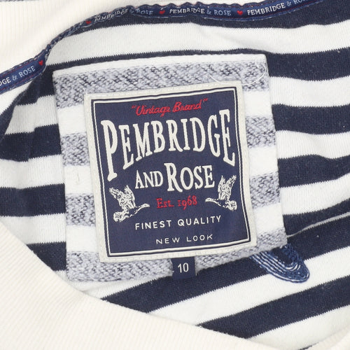 New Look Pembridge & Rose Blue White Striped Boat Neck Sweatshirt Size 10