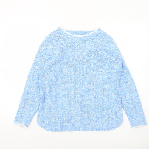 Lands' End Women's Blue Cable-Knit Cotton Jumper Size S