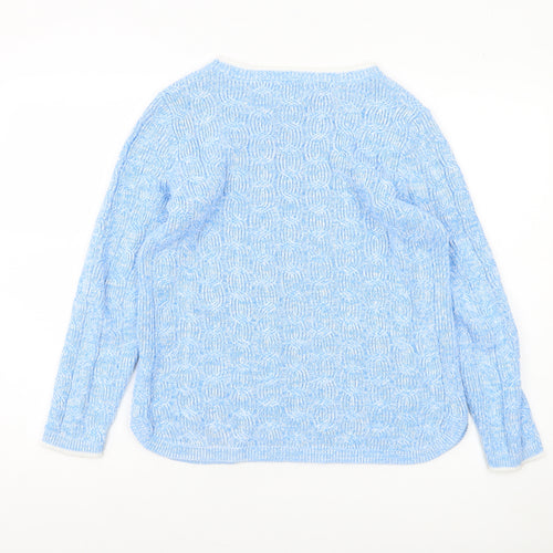 Lands' End Women's Blue Cable-Knit Cotton Jumper Size S