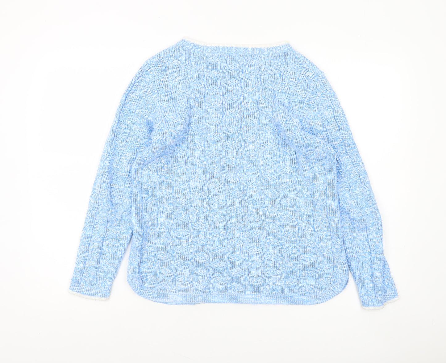 Lands' End Women's Blue Cable-Knit Cotton Jumper Size S