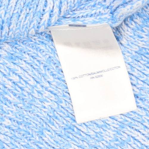 Lands' End Women's Blue Cable-Knit Cotton Jumper Size S