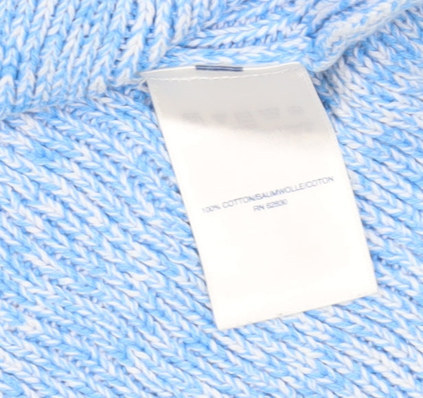 Lands' End Women's Blue Cable-Knit Cotton Jumper Size S