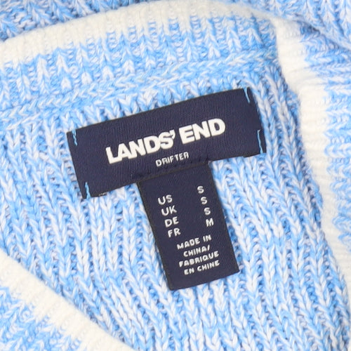 Lands' End Women's Blue Cable-Knit Cotton Jumper Size S
