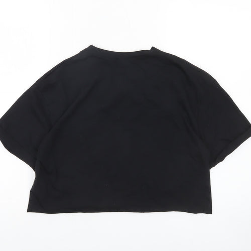 Zara Trafaluc Women's Black Cropped Beaded Dragonfly T-Shirt Size S